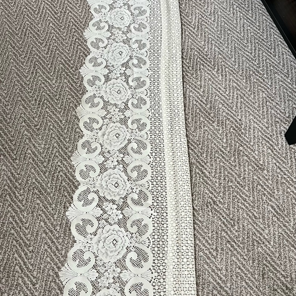 Chic White Floral Lace curtain topper